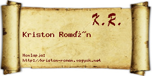 Kriston Román névjegykártya